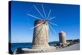 Medieval Windmills at Mandraki Harbour-Michael Runkel-Stretched Canvas