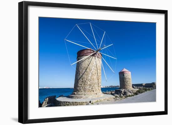 Medieval Windmills at Mandraki Harbour-Michael Runkel-Framed Photographic Print