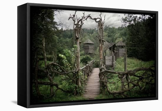 Medieval Wooden Fortification.-NejroN Photo-Framed Stretched Canvas