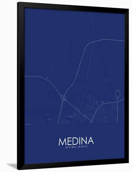 Medina, Saudi Arabia Blue Map-null-Framed Poster