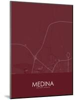 Medina, Saudi Arabia Red Map-null-Mounted Poster