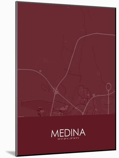 Medina, Saudi Arabia Red Map-null-Mounted Poster