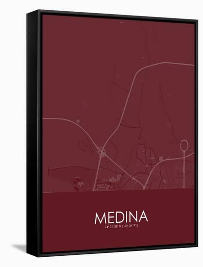 Medina, Saudi Arabia Red Map-null-Framed Stretched Canvas