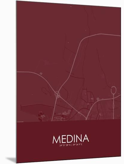 Medina, Saudi Arabia Red Map-null-Mounted Poster