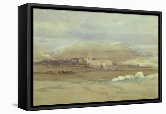 Medinet Habou, Thebes, 1838 pencil and watercolor-David Roberts-Framed Stretched Canvas