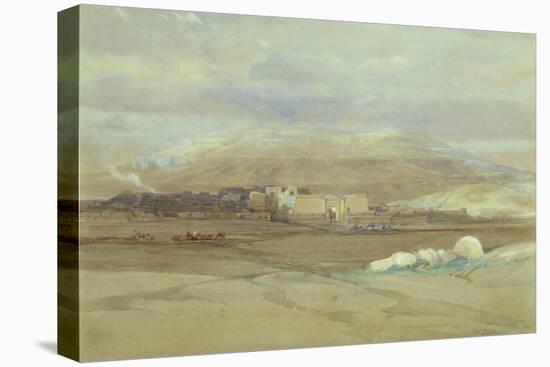 Medinet Habou, Thebes, 1838 pencil and watercolor-David Roberts-Stretched Canvas