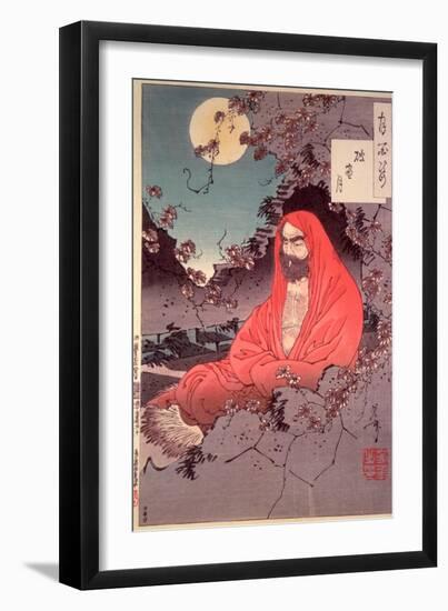Meditation by Moonlight, (Colour Woodblock Print)-Tsukioka Kinzaburo Yoshitoshi-Framed Giclee Print