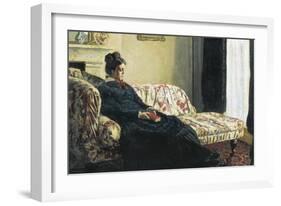 Meditation, or Madame Monet on the Sofa-Claude Monet-Framed Art Print