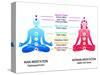 Meditation Position for Man and Woman with Chakras Diagram-sahuad-Stretched Canvas