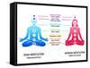 Meditation Position for Man and Woman with Chakras Diagram-sahuad-Framed Stretched Canvas