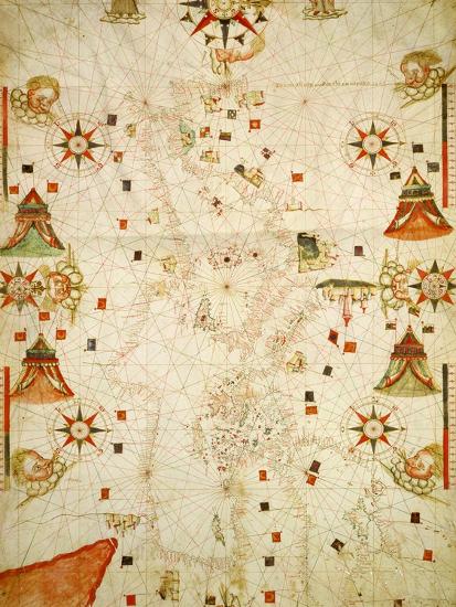 'Mediterranean and the Black Sea Map, 1563' Giclee Print - Jaume Olives ...