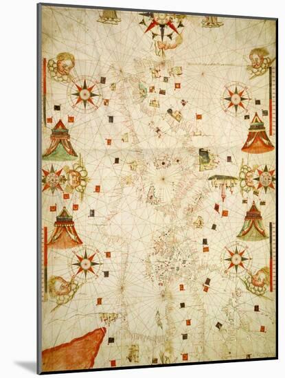 Mediterranean and the Black Sea Map, 1563-Jaume Olives-Mounted Giclee Print