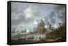 Mediterranean Castle under Siege from the Turks-Jan Peeters-Framed Stretched Canvas