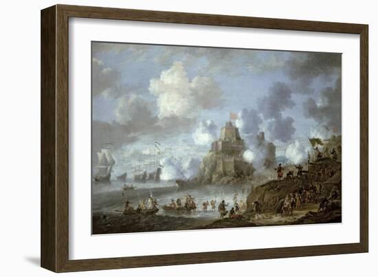 Mediterranean Castle under Siege from the Turks-Jan Peeters-Framed Giclee Print