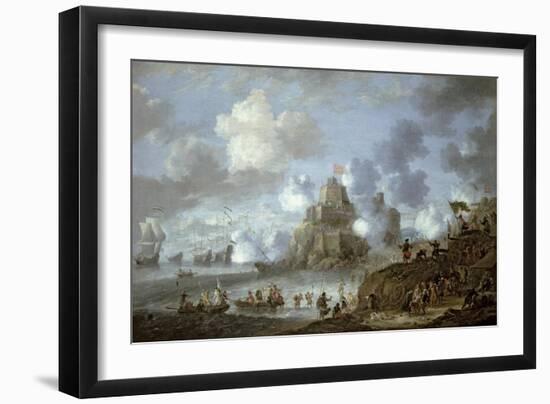 Mediterranean Castle under Siege from the Turks-Jan Peeters-Framed Giclee Print