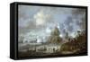 Mediterranean Castle under Siege from the Turks-Jan Peeters-Framed Stretched Canvas