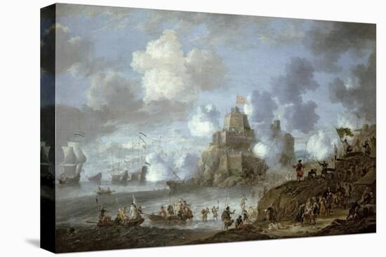 Mediterranean Castle under Siege from the Turks-Jan Peeters-Stretched Canvas