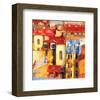 Mediterranean City At Sunset-null-Framed Art Print