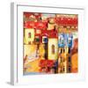 Mediterranean City At Sunset-null-Framed Art Print