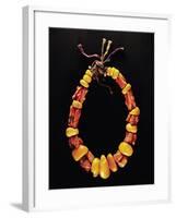 Mediterranean Coral Necklace and Desert Amber Assembled in Morocco in 18th Century-null-Framed Giclee Print