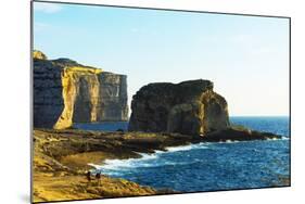 Mediterranean Europe, Malta, Gozo Island, Dwerja Bay, Hikers at Fungus Rock-Christian Kober-Mounted Photographic Print