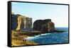 Mediterranean Europe, Malta, Gozo Island, Dwerja Bay, Hikers at Fungus Rock-Christian Kober-Framed Stretched Canvas