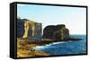 Mediterranean Europe, Malta, Gozo Island, Dwerja Bay, Hikers at Fungus Rock-Christian Kober-Framed Stretched Canvas