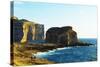 Mediterranean Europe, Malta, Gozo Island, Dwerja Bay, Hikers at Fungus Rock-Christian Kober-Stretched Canvas