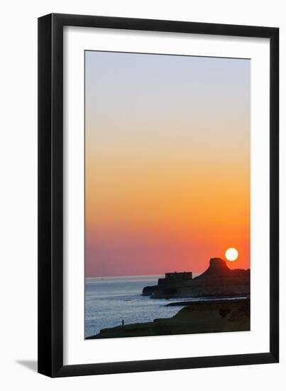 Mediterranean Europe, Malta, Gozo Island, Sunrise over Xwejni Bay-Christian Kober-Framed Premium Photographic Print