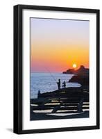 Mediterranean Europe, Malta, Gozo Island, Xwejni Bay, Fisherman at the Salt Pans at Sunrise-Christian Kober-Framed Premium Photographic Print