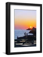 Mediterranean Europe, Malta, Gozo Island, Xwejni Bay, Fisherman at the Salt Pans at Sunrise-Christian Kober-Framed Photographic Print