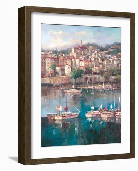 Mediterranean Harbor II-Peter Bell-Framed Art Print