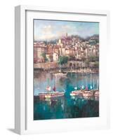 Mediterranean Harbor II-Peter Bell-Framed Art Print