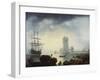 Mediterranean Harbour Scene: Morning, 1745-Claude Joseph Vernet-Framed Giclee Print