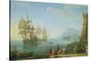 Mediterranean Harbour Scene-Adrien Manglard-Stretched Canvas