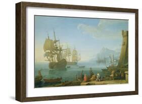 Mediterranean Harbour Scene-Adrien Manglard-Framed Giclee Print