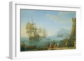 Mediterranean Harbour Scene-Adrien Manglard-Framed Giclee Print