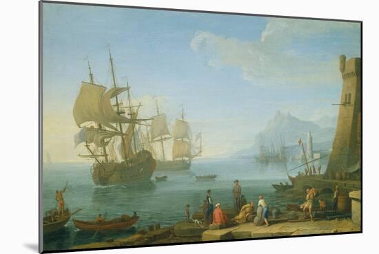 Mediterranean Harbour Scene-Adrien Manglard-Mounted Giclee Print