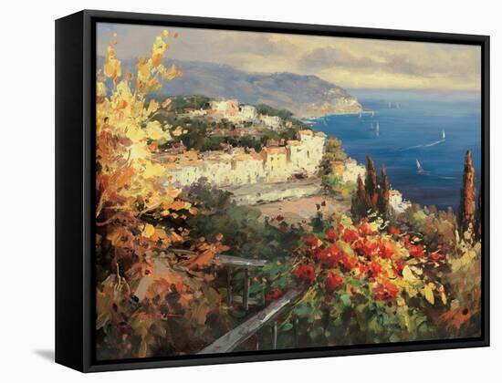 Mediterranean Seascape-Peter Bell-Framed Stretched Canvas