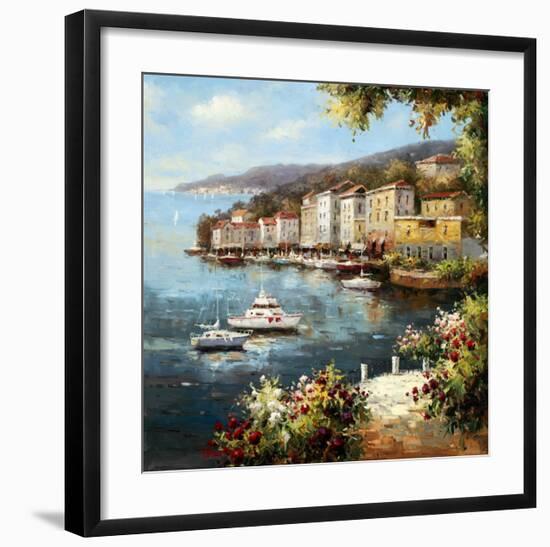 Mediterranean Yacht Harbor-Peter Bell-Framed Art Print