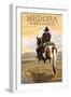 Medora, North Dakota - Cowboy on Ridge-Lantern Press-Framed Art Print