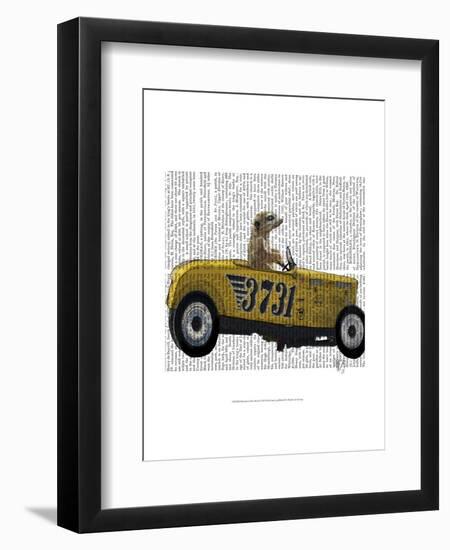 Meerkat in Hot Rod-Fab Funky-Framed Art Print