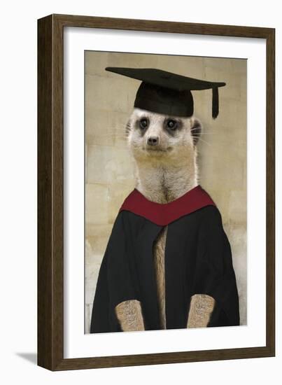 Meerkat in Mortar Board and Gown-null-Framed Photographic Print