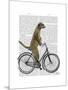 Meerkat on Bicycle-Fab Funky-Mounted Art Print
