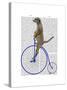 Meerkat on Blue Penny Farthing-Fab Funky-Stretched Canvas