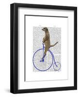 Meerkat on Blue Penny Farthing-Fab Funky-Framed Art Print