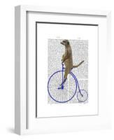 Meerkat on Blue Penny Farthing-Fab Funky-Framed Art Print