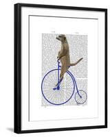 Meerkat on Blue Penny Farthing-Fab Funky-Framed Art Print