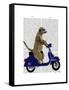 Meerkat on Dark Blue Moped-Fab Funky-Framed Stretched Canvas