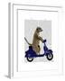 Meerkat on Dark Blue Moped-Fab Funky-Framed Art Print